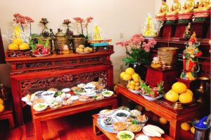 trang trí bàn thờ ngày tết đơn giản