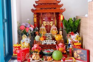 trang trí bàn thờ ngày tết đơn giản