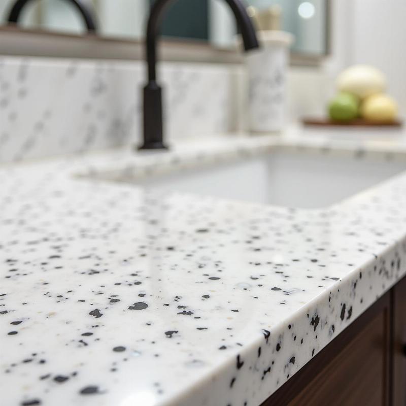 Bảng giá thi công đá kim sa trắng ốp bàn bếp và lavabo chi tiết 2025