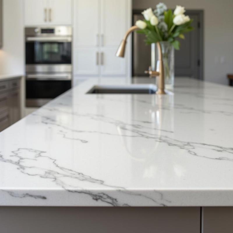 Mẫu đá mặt bếp đẹp thực tế tại showroom QTC.vn Hà Nội và Quảng Nam